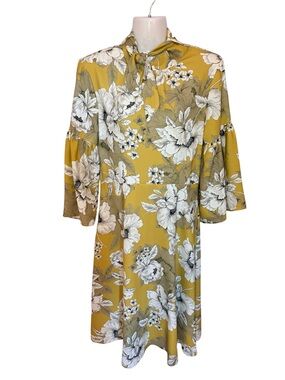 Closet Mustard Yellow Floral Midi Dress
